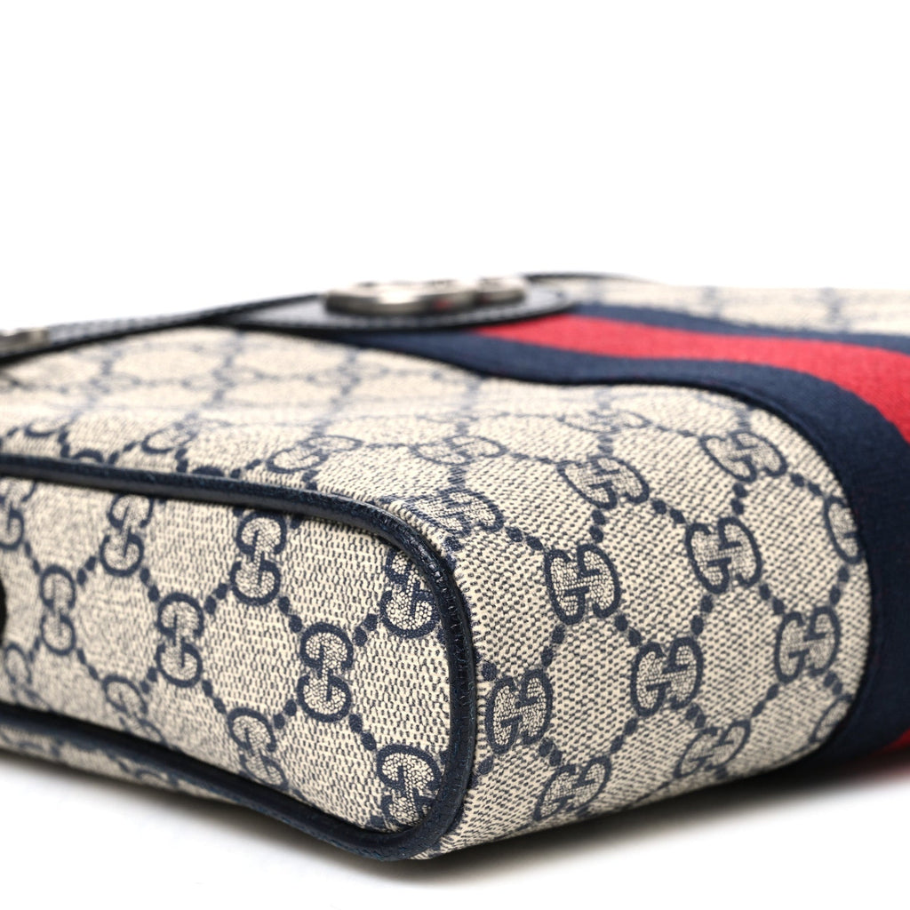 GG Supreme Monogram Textured Dollar Calfskin Web Small Ophidia Messenger Bag Beige Blue wholesalehk.shop