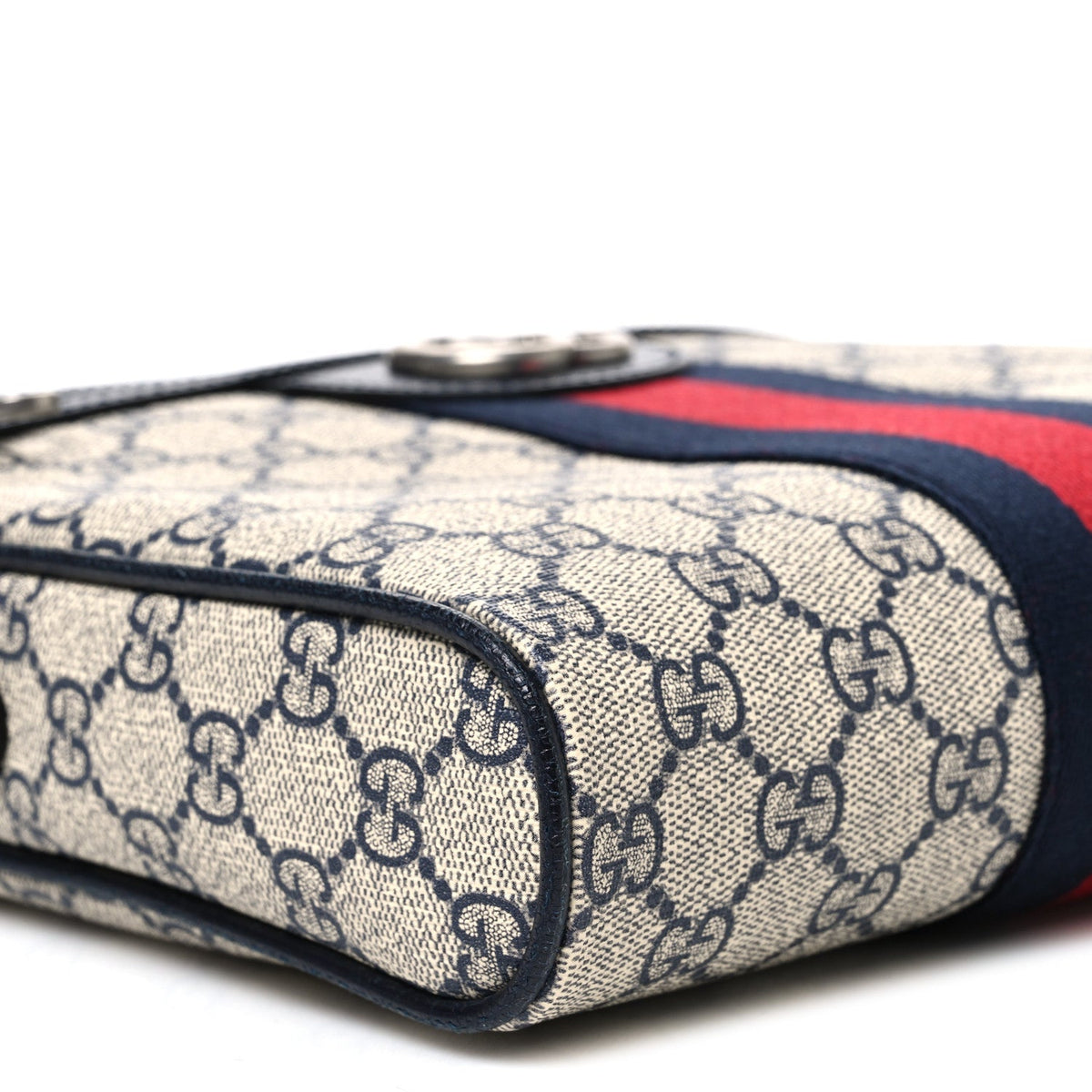 GG Supreme Monogram Textured Dollar Calfskin Web Small Ophidia Messenger Bag Beige Blue wholesalehk.shop