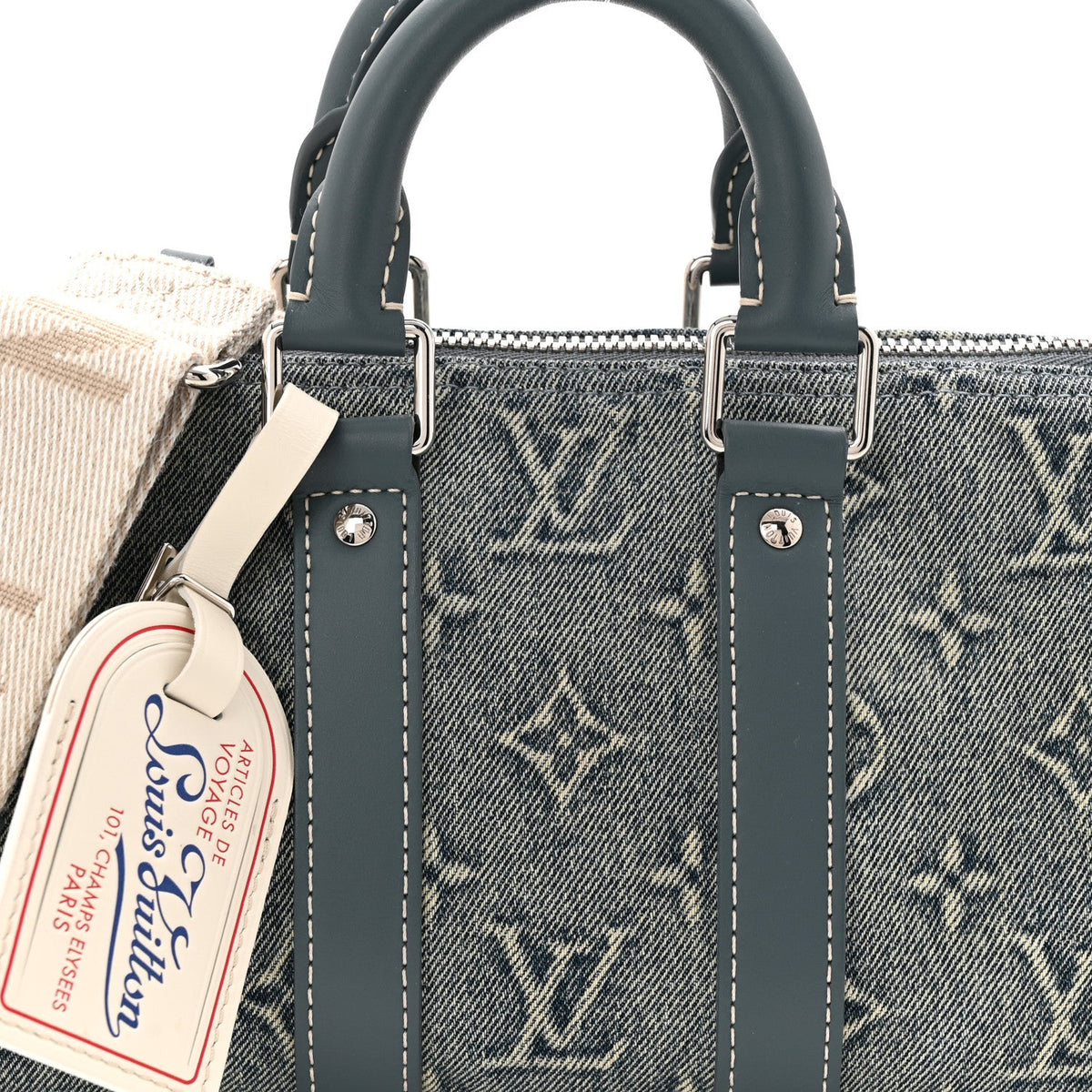 Monogram Washed Denim Keepall Bandouliere 25 wholesalehk.shop