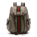 GG Supreme Monogram Medium Ophidia Double Buckle Backpack Brown wholesalehk.shop