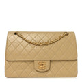 Lambskin Quilted Medium Double Flap Beige wholesalehk.shop