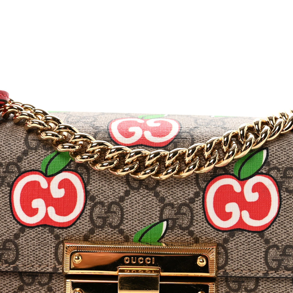 GG Supreme Monogram Apple Small Padlock Shoulder Bag Beige Multicolor Lobster Red £¨ Direct shipment via from wholesalehk.shop