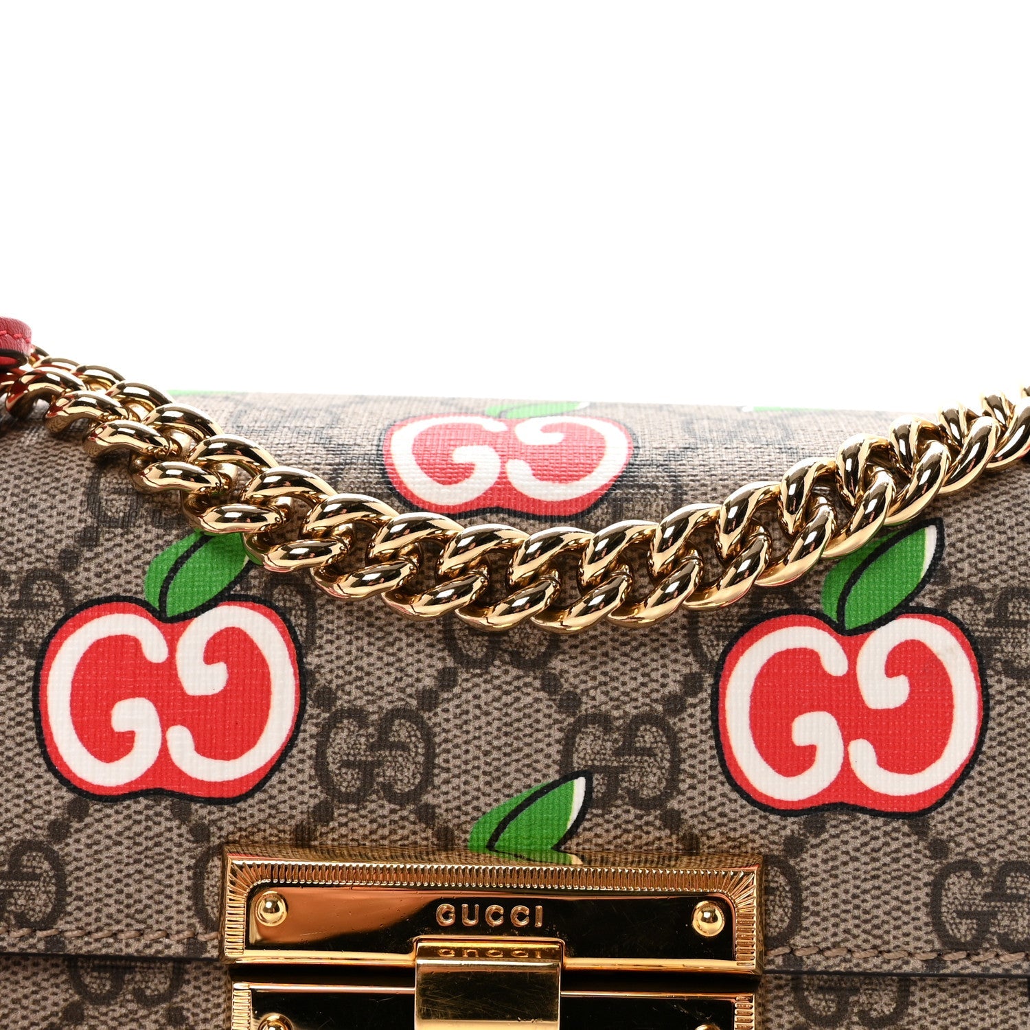 GG Supreme Monogram Apple Small Padlock Shoulder Bag Beige Multicolor Lobster Red £¨ Direct shipment via from wholesalehk.shop