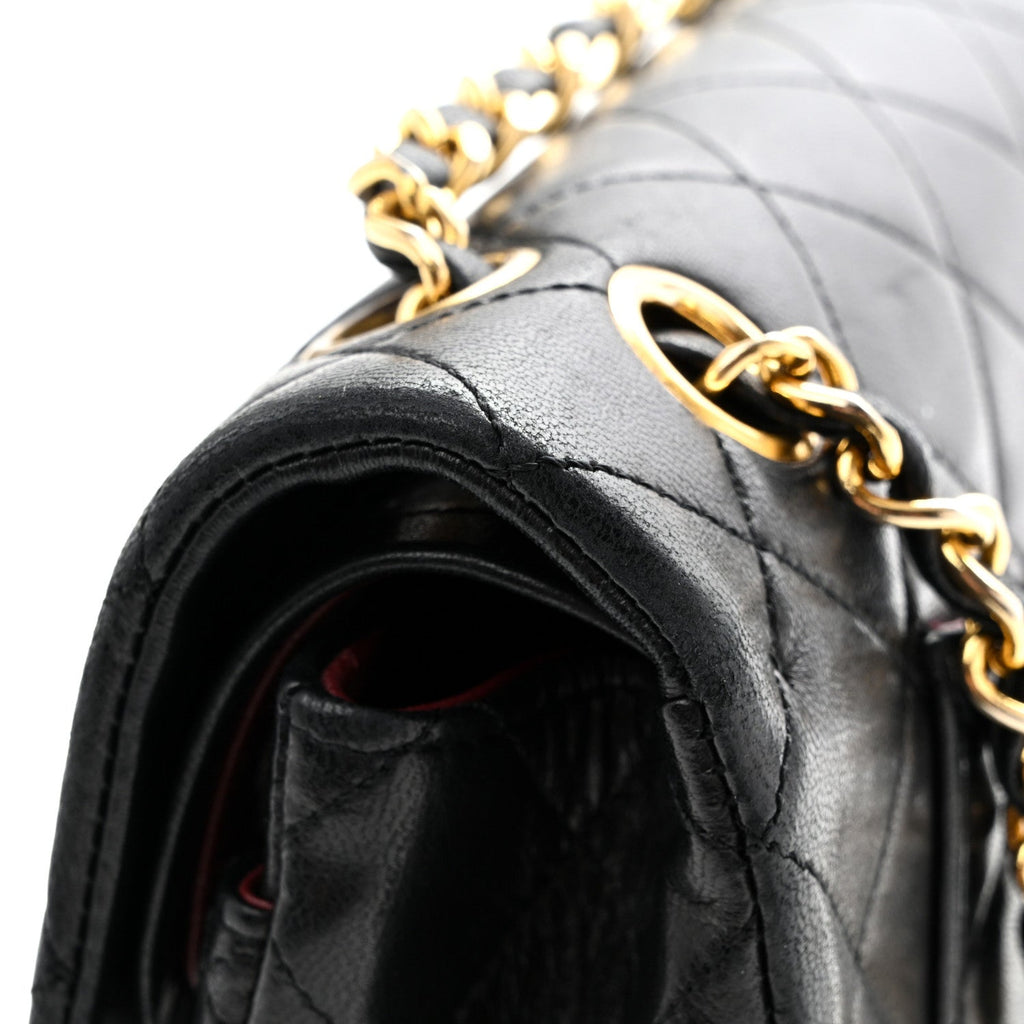 Lambskin Quilted Small Double Flap Black wholesalehk.shop