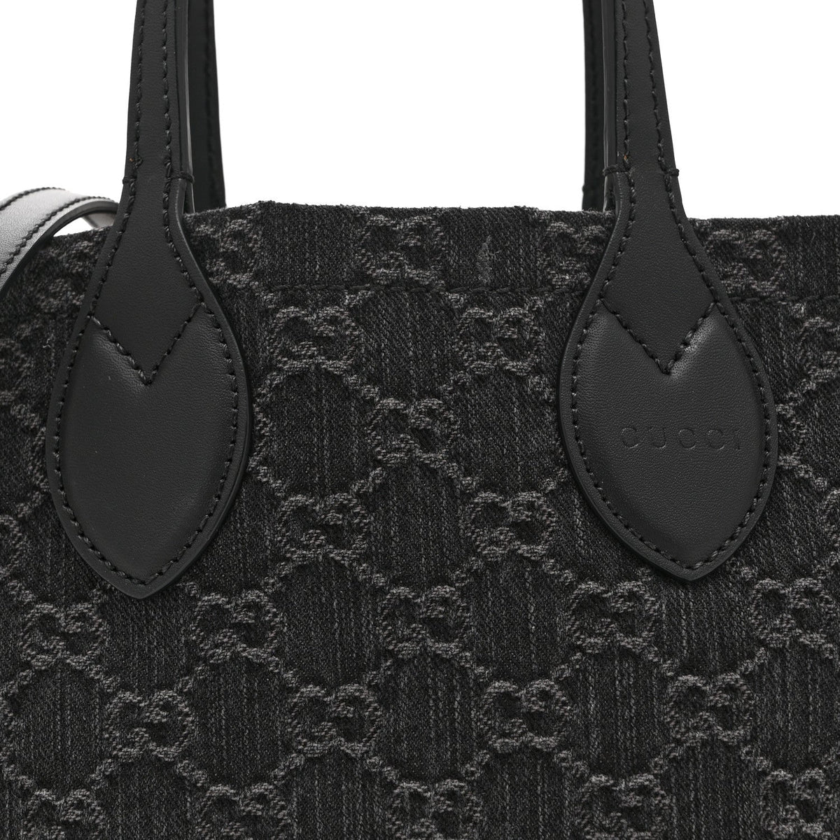 Denim Ophidia GG Monogram Tote Medium Black Grey wholesalehk.shop