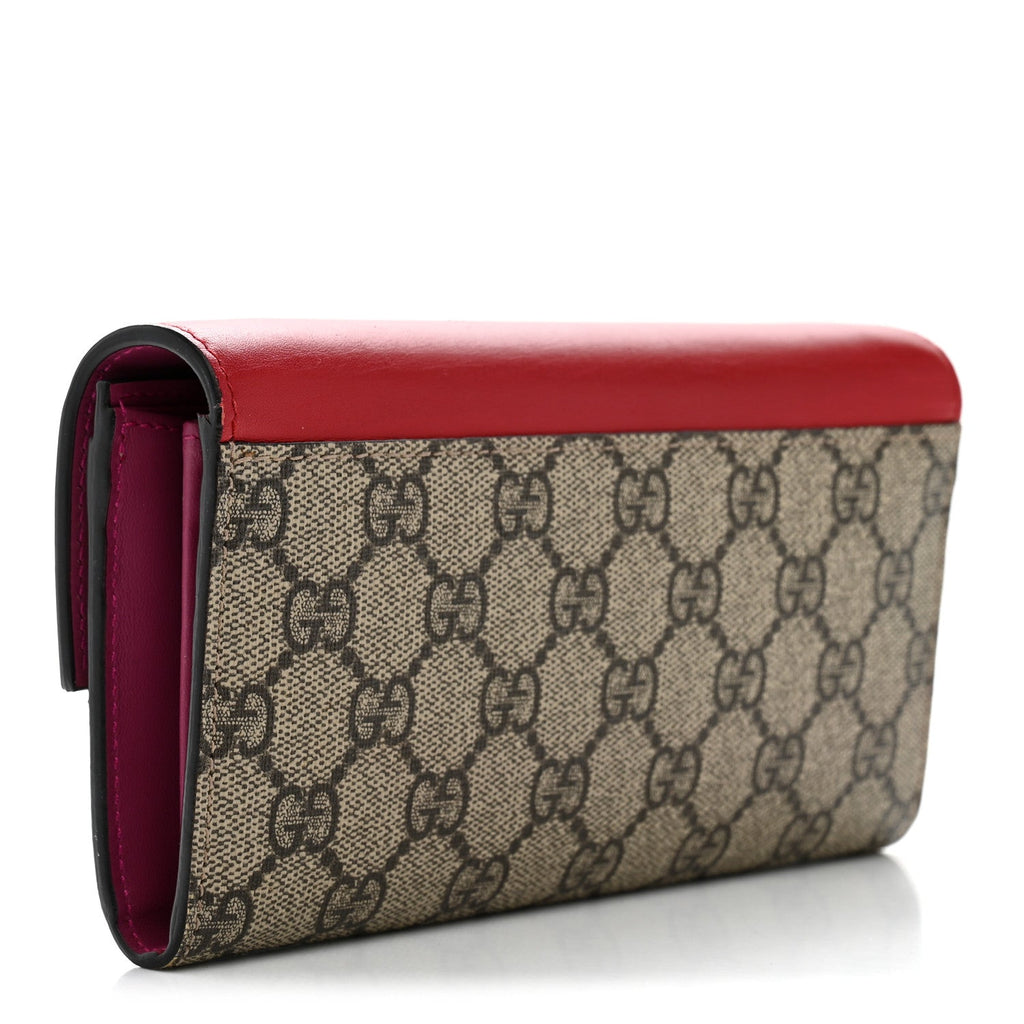 GG Supreme Monogram Moon Calfskin Padlock Continental Chain Wallet Beige Ebony Hibiscus Red New Rosette £¨ Direct shipment via from wholesalehk.shop