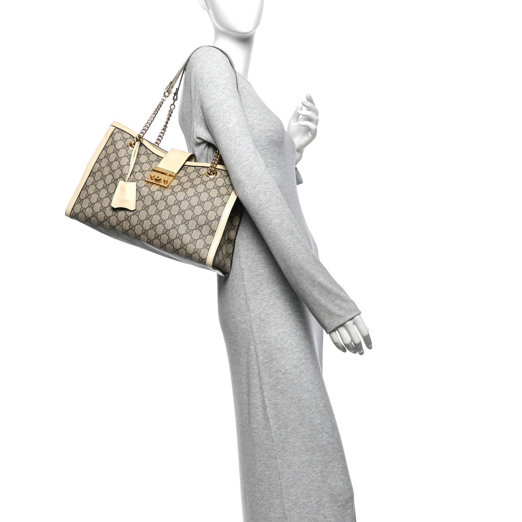 GG Supreme Monogram Medium Padlock Tote White £¨ Direct shipment via from wholesalehk.shop