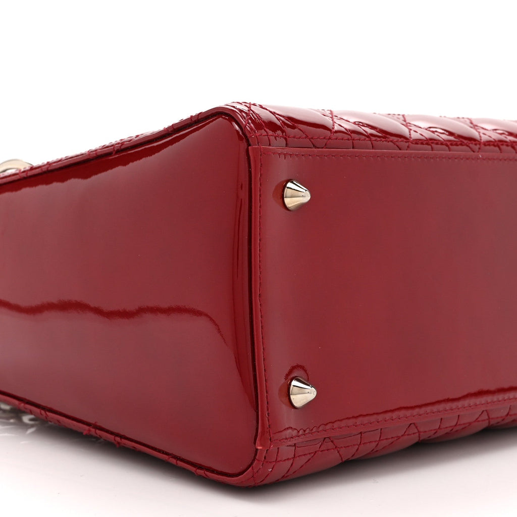 Patent Cannage Medium Lady Dior Red wholesalehk.shop
