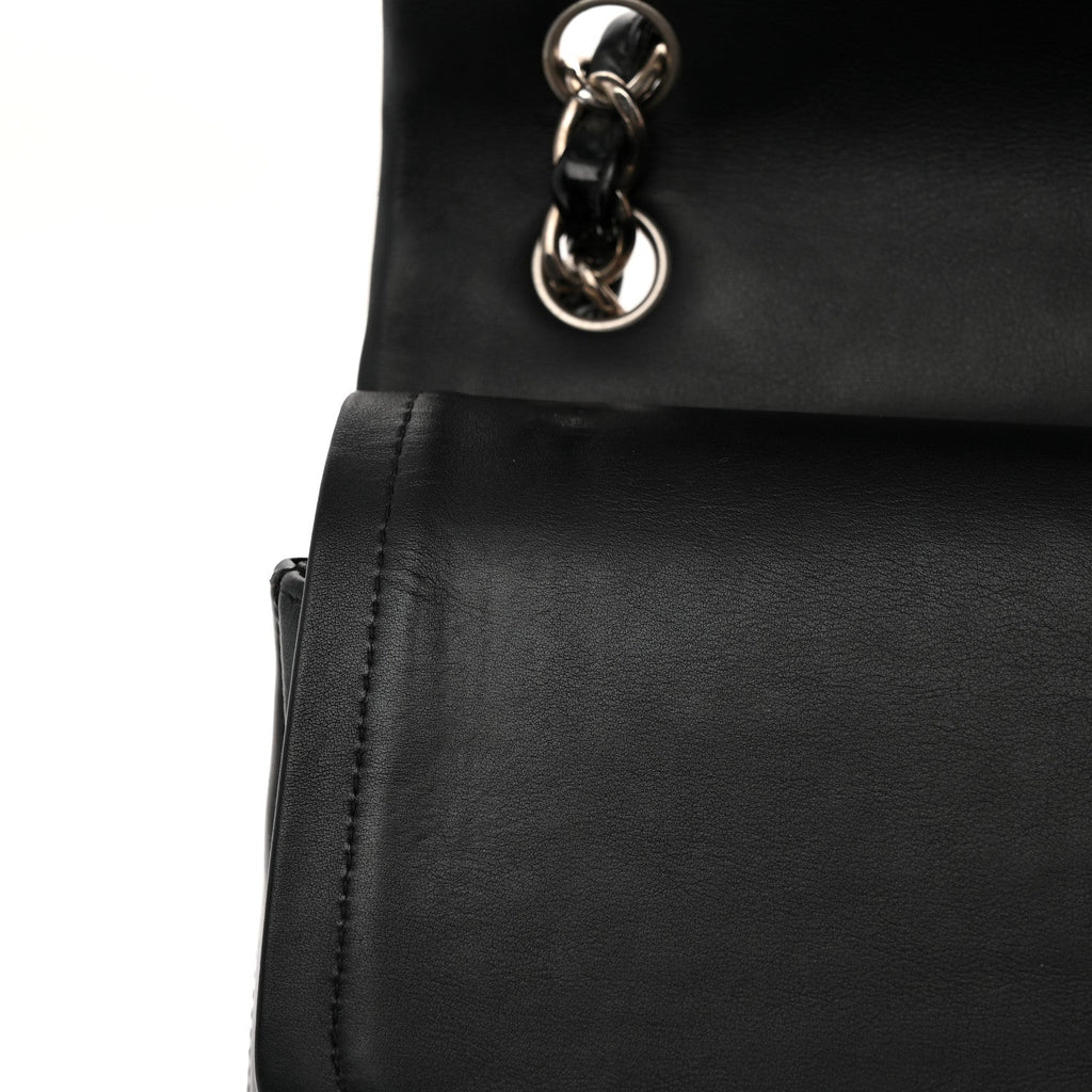 Patent Chevron Quilted Jumbo Double Flap Black wholesalehk.shop