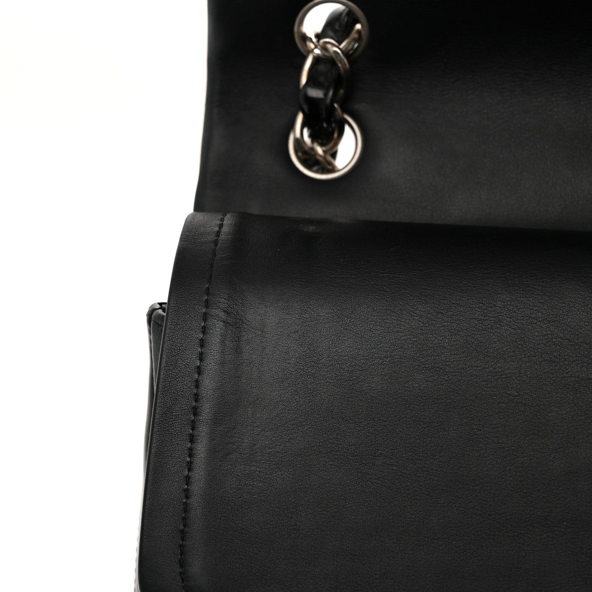 Patent Chevron Quilted Jumbo Double Flap Black wholesalehk.shop