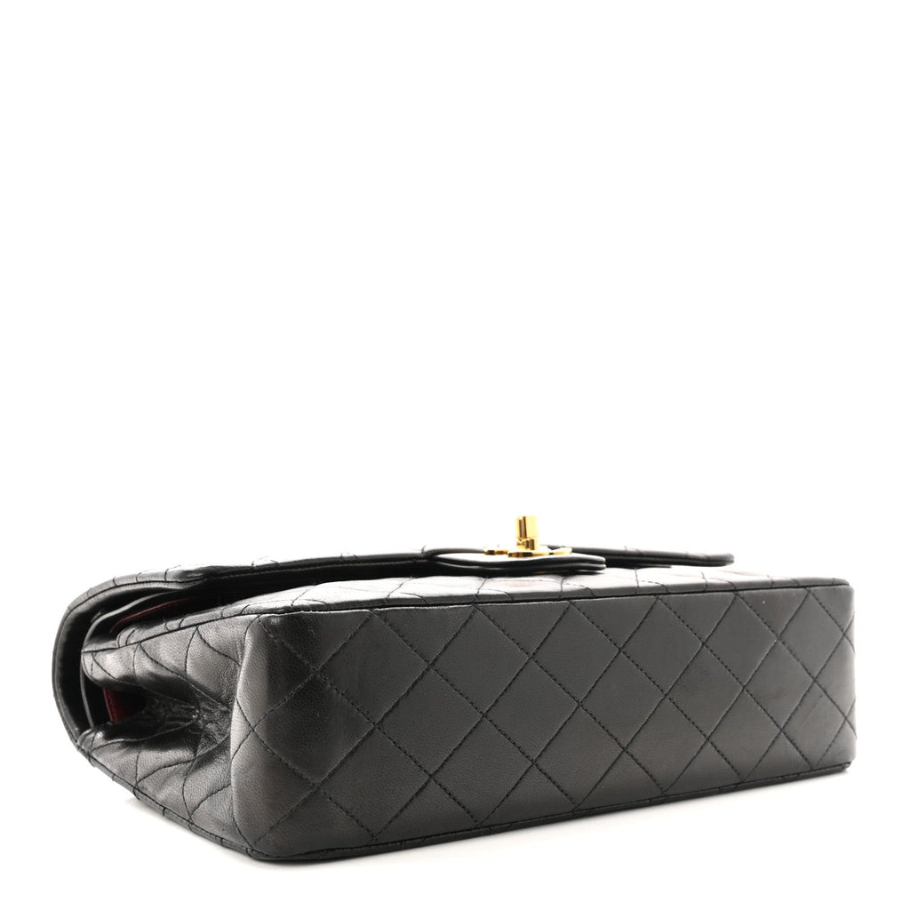 Lambskin Quilted Medium Double Flap Black wholesalehk.shop