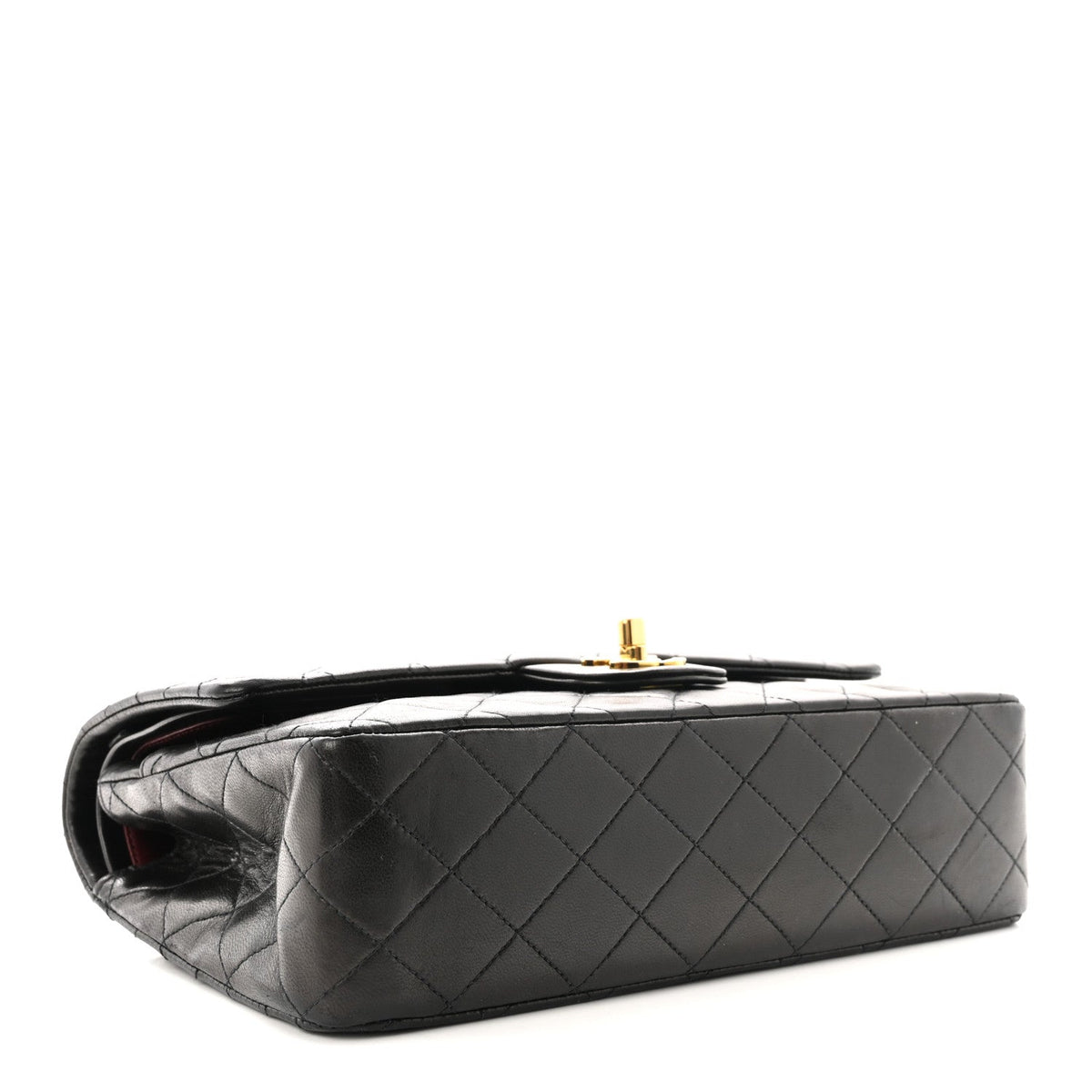 Lambskin Quilted Medium Double Flap Black wholesalehk.shop