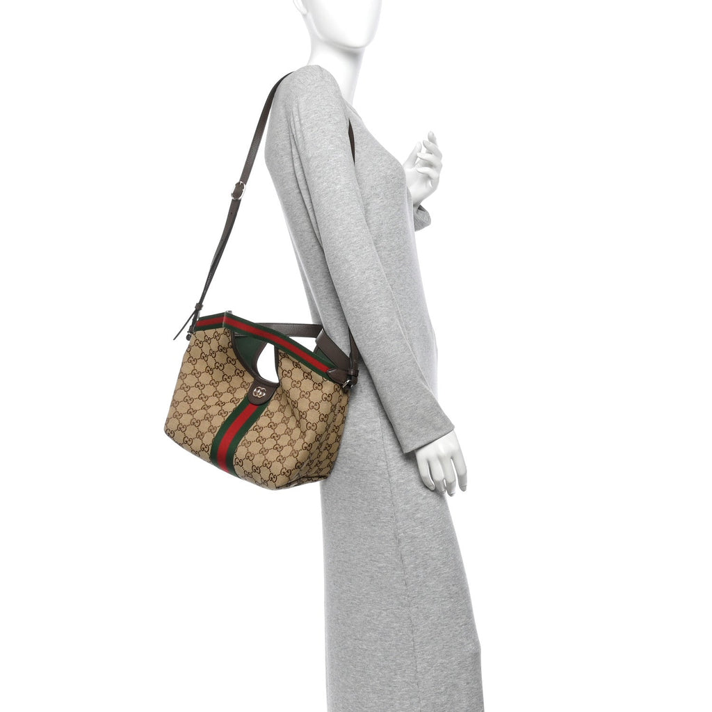 Monogram Web Small Giglio Tote Beige Dark Brown wholesalehk.shop