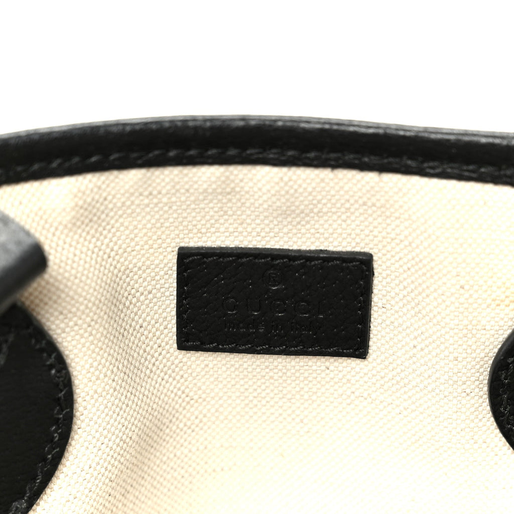 Textured Dollar Calfskin Small Ophidia Shoulder Tote Bag Black wholesalehk.shop