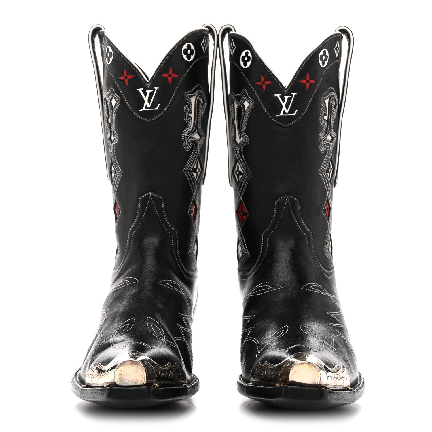 Calfskin LV Texan Mens Rider Boots 10.5 Black Silver £¨ Direct shipment via from wholesalehk.shop