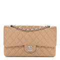 Caviar Quilted Medium Double Flap Beige wholesalehk.shop