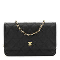 Caviar Quilted Wallet on Chain WOC Black wholesalehk.shop