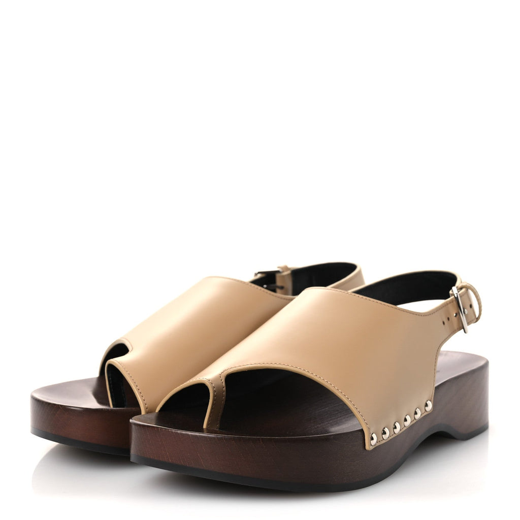 Glazed Calfskin Womens Klay Clog 40 Beige Naturel wholesalehk.shop