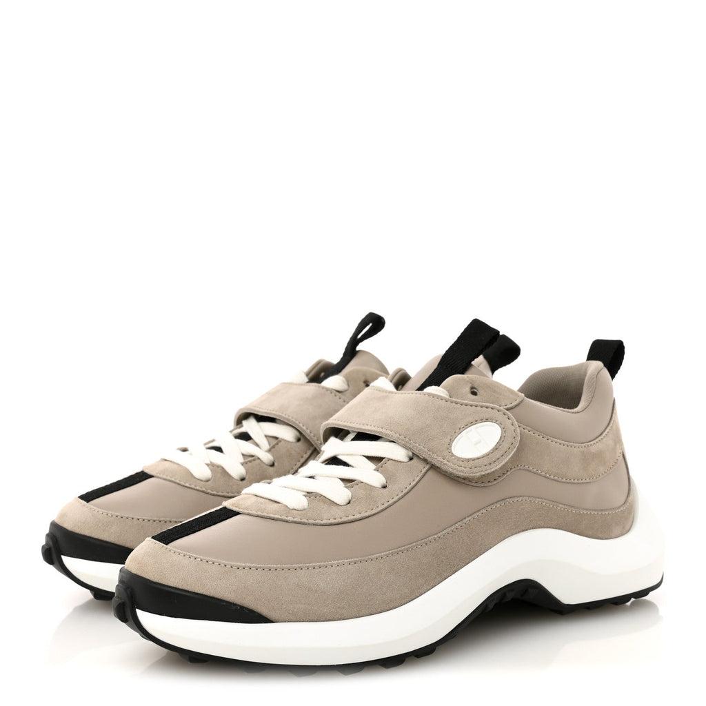 Calfskin Suede Goatskin Loop Sneakers 37 Beige Galet wholesalehk.shop