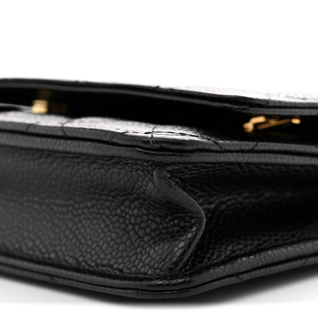 Caviar Quilted Wallet on Chain WOC Black wholesalehk.shop