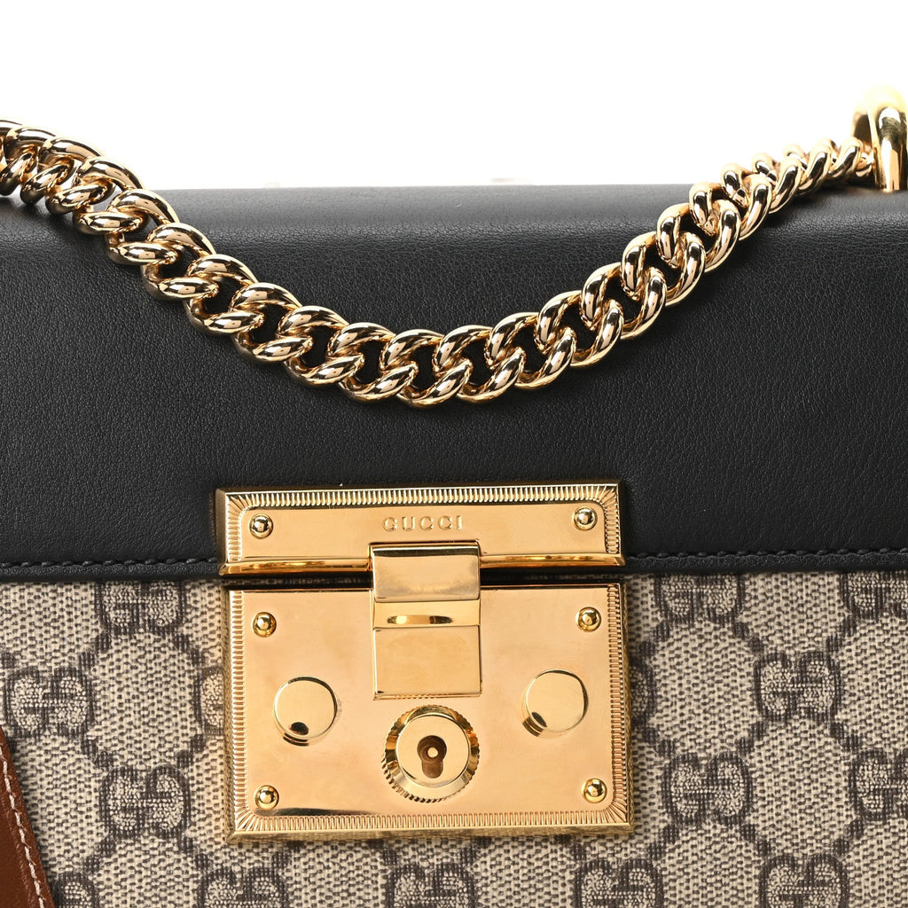 GG Supreme Monogram Calfskin Small Padlock Shoulder Bag Beige Black Cuir £¨ Direct shipment via from wholesalehk.shop