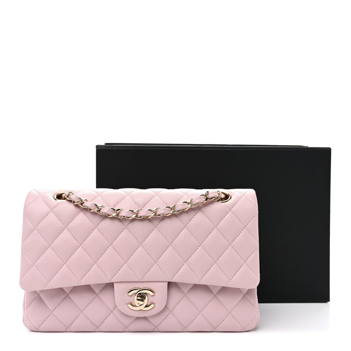 Caviar Quilted Medium Double Flap Light Pink wholesalehk.shop