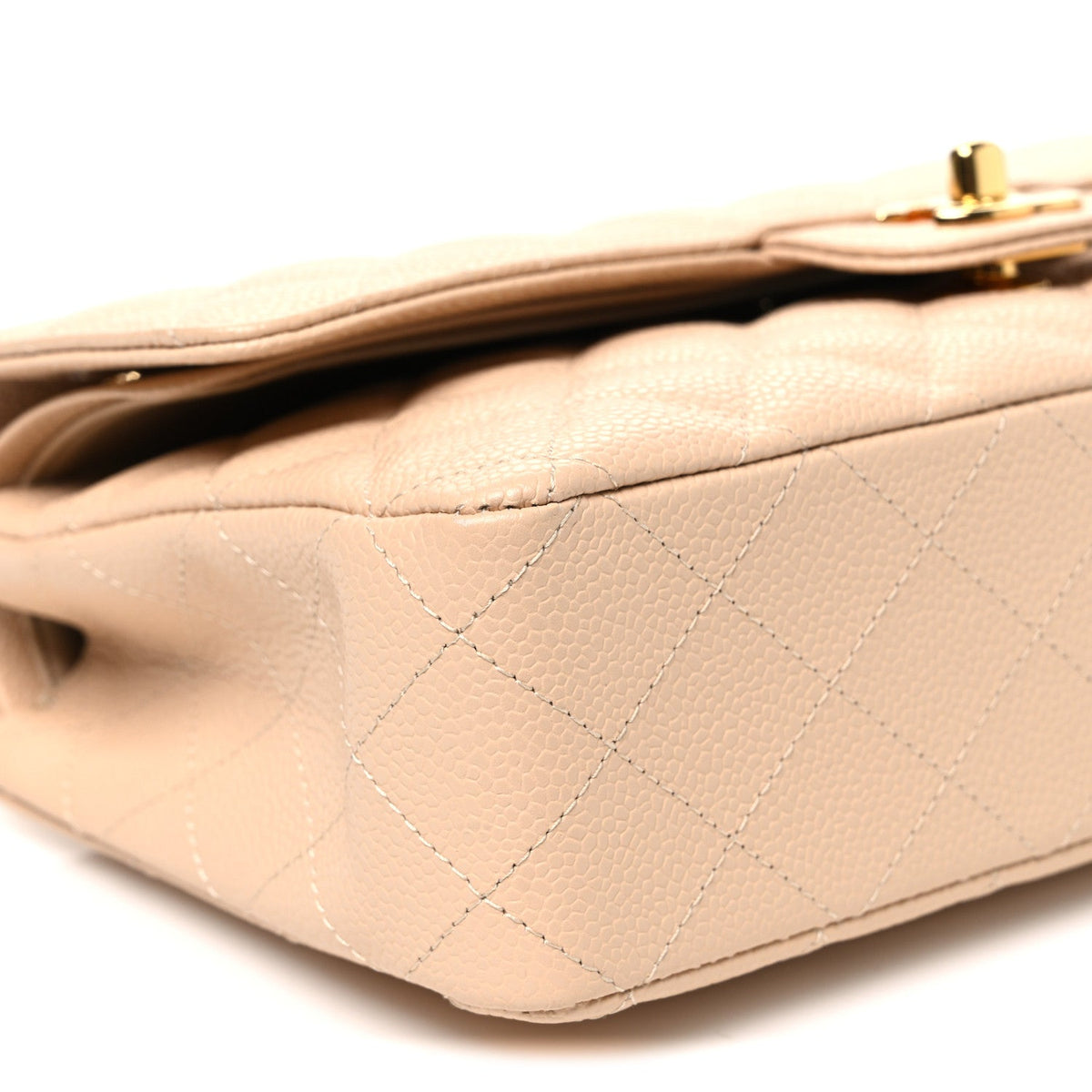 Caviar Quilted Medium Double Flap Beige Beige Clair wholesalehk.shop