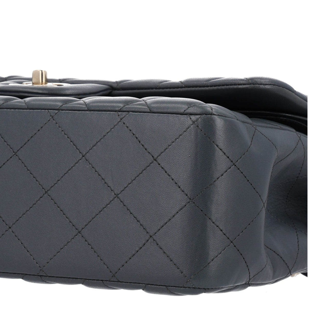Lambskin Quilted Jumbo Double Flap Dark Grey wholesalehk.shop