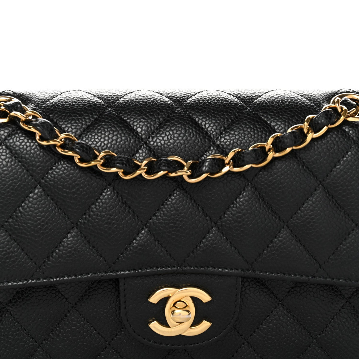 Caviar Quilted Small Double Flap Black wholesalehk.shop