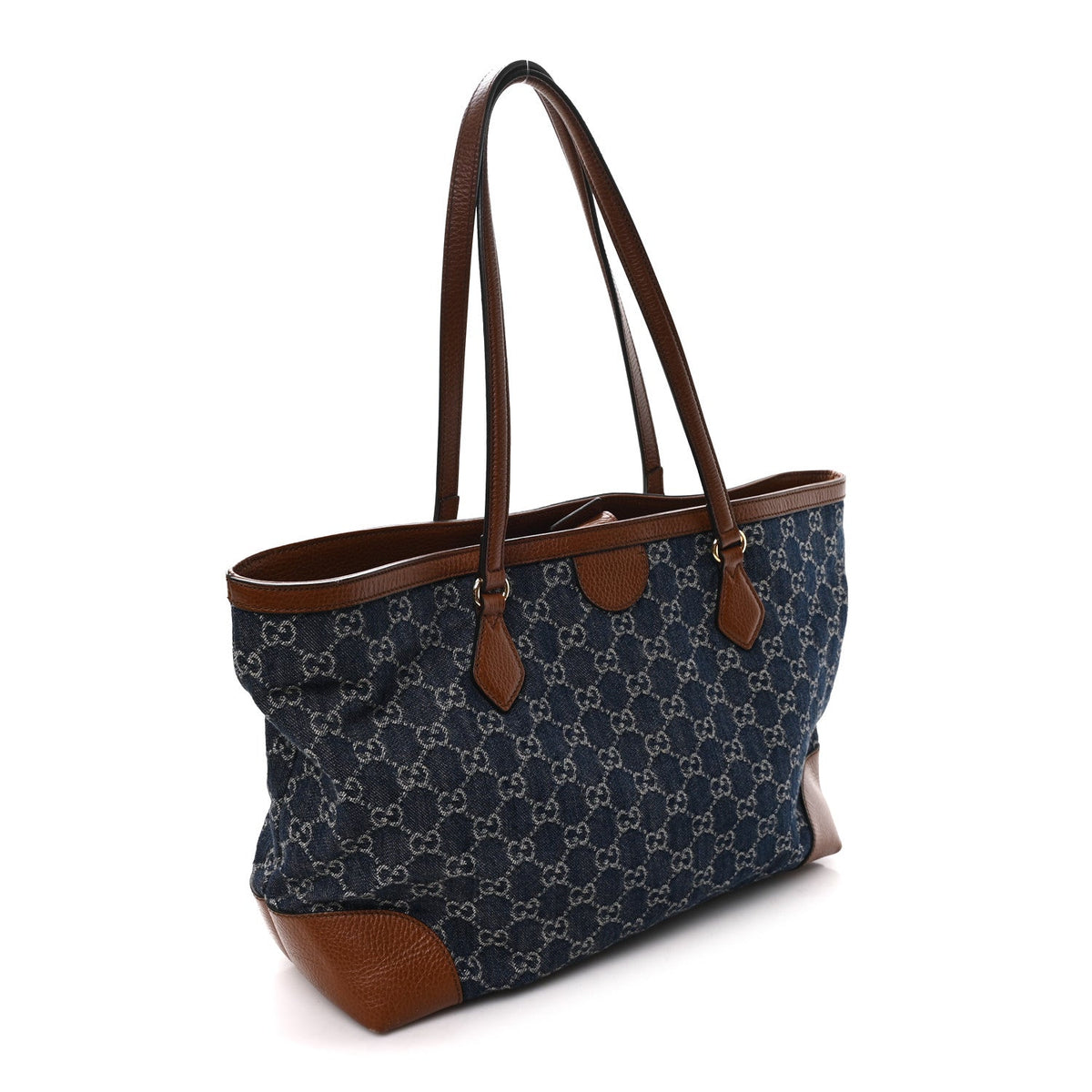 New Denim GG Monogram Medium Ophidia Shopping Tote Blue Tea Cuir wholesalehk.shop