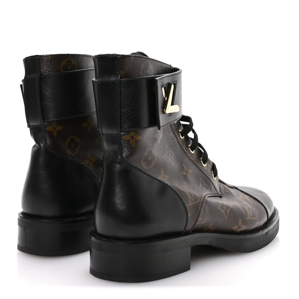 Calfskin Monogram Wonderland Flat Ranger Boots 39 Black £¨ Direct shipment via from wholesalehk.shop