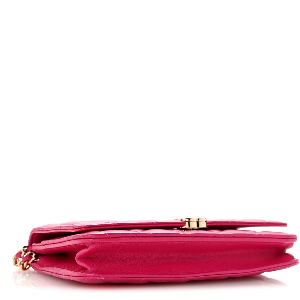 Lambskin Quilted Top Handle Wallet On Chain WOC Pink wholesalehk.shop