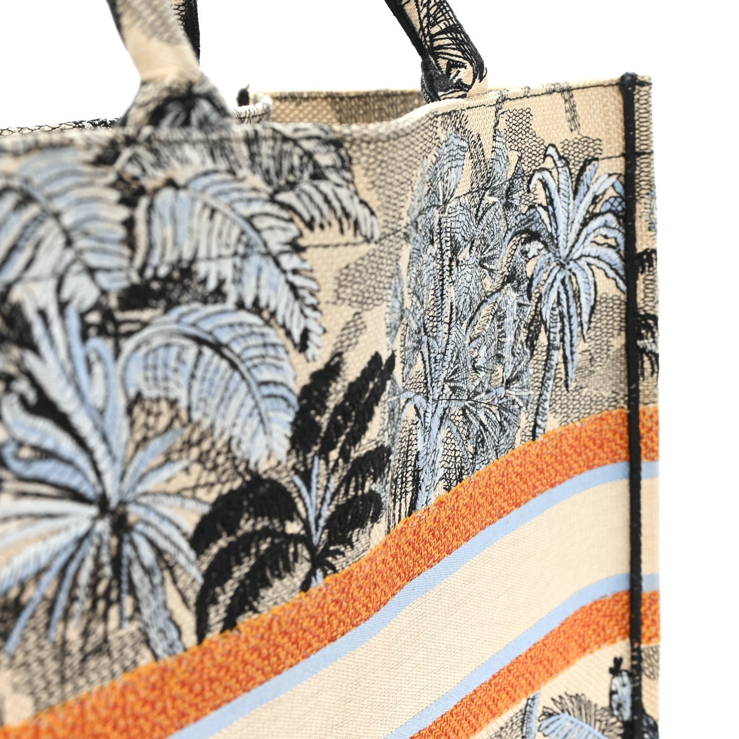 Canvas Embroidered Toile De Jouy Tropicalia Large Book Tote Denim Blue £¨ Direct shipment via from wholesalehk.shop