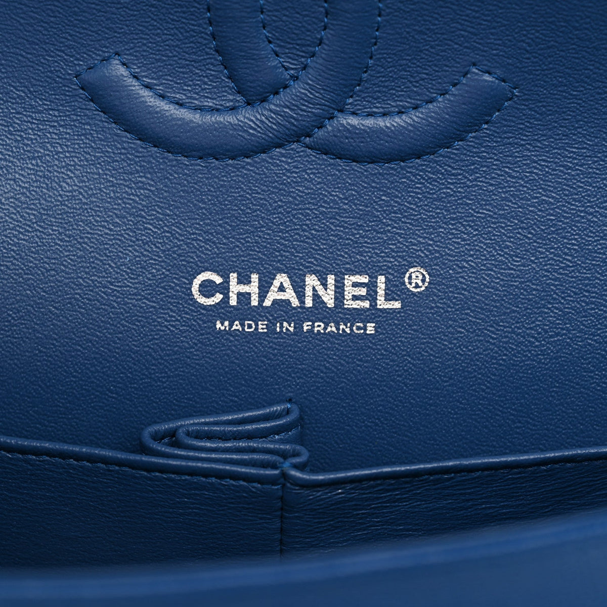 Caviar Chevron Quilted Medium Double Flap Blue wholesalehk.shop