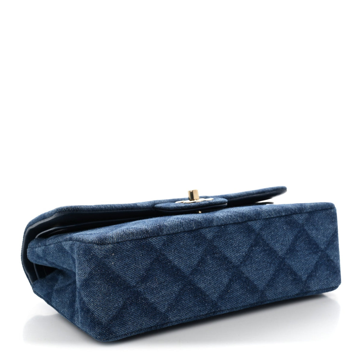 Printed Denim Quilted Small Double Flap Blue wholesalehk.shop
