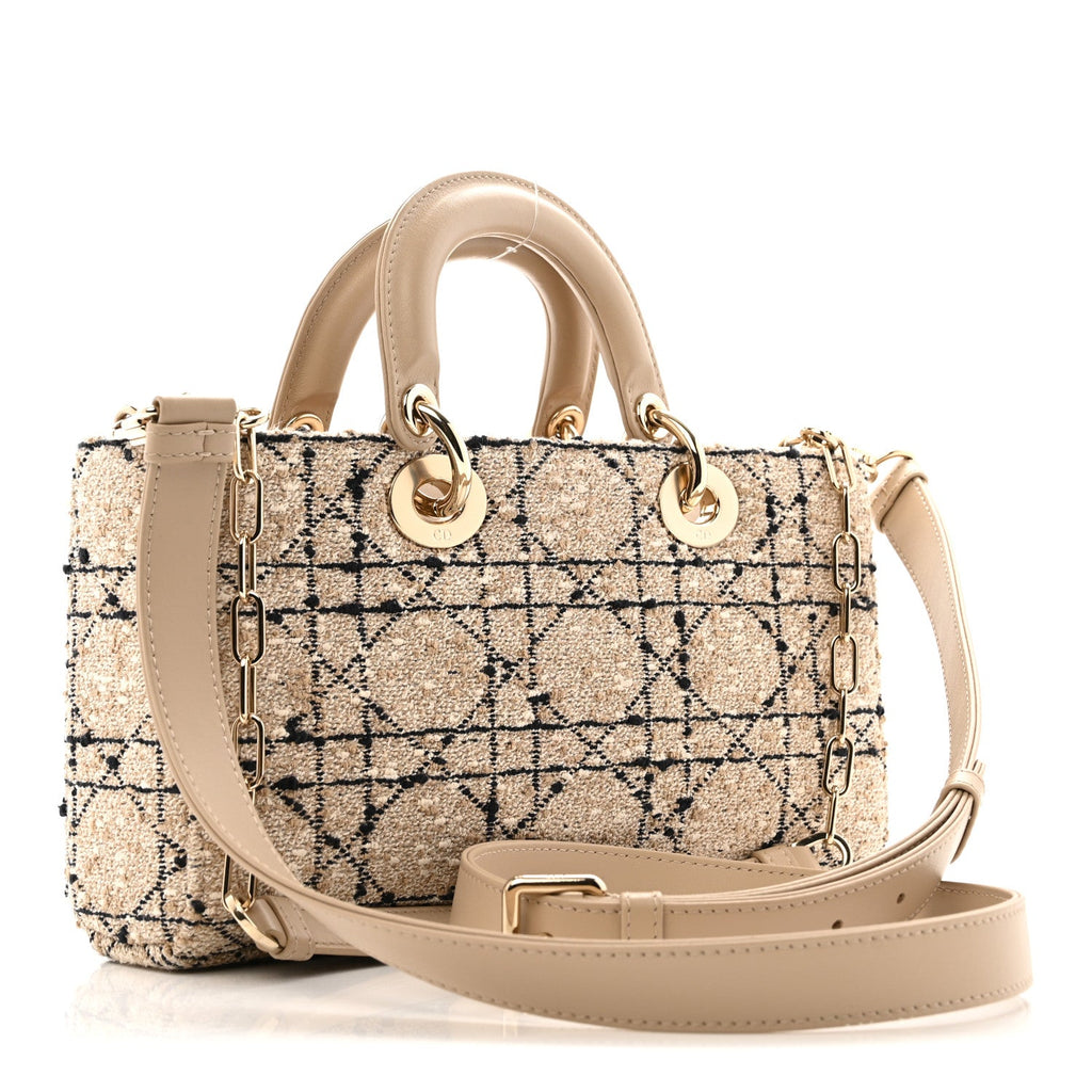 Tweed Cannage Medium Lady D-Joy Natural Black wholesalehk.shop