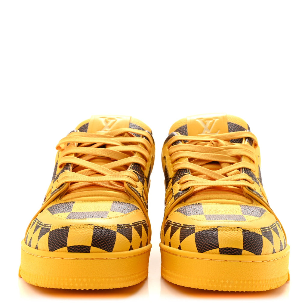 Damier Pop Grained Calfskin Mens LV Trainer Sneakers 8 Jaune Mat £¨ Direct shipment via from wholesalehk.shop