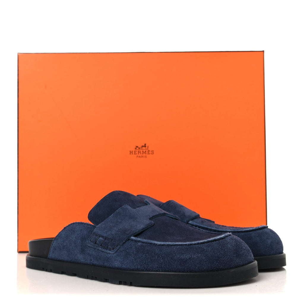 Suede Calfskin Mens Go Mules 40 Bleu Celeste wholesalehk.shop
