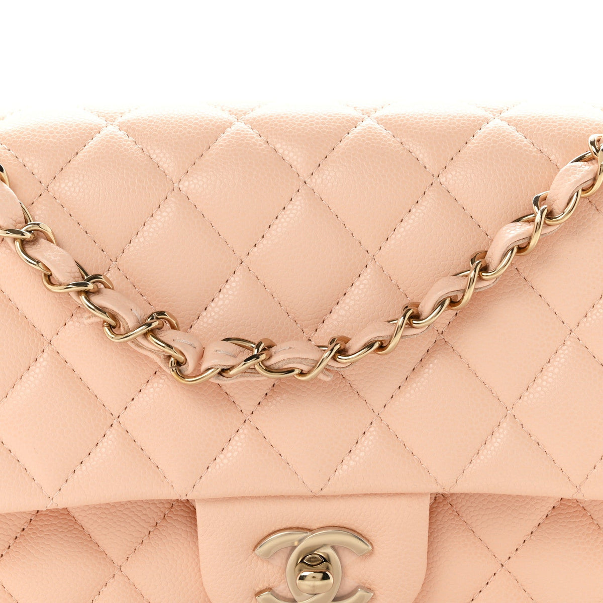 Caviar Quilted Medium Double Flap Light Pink wholesalehk.shop