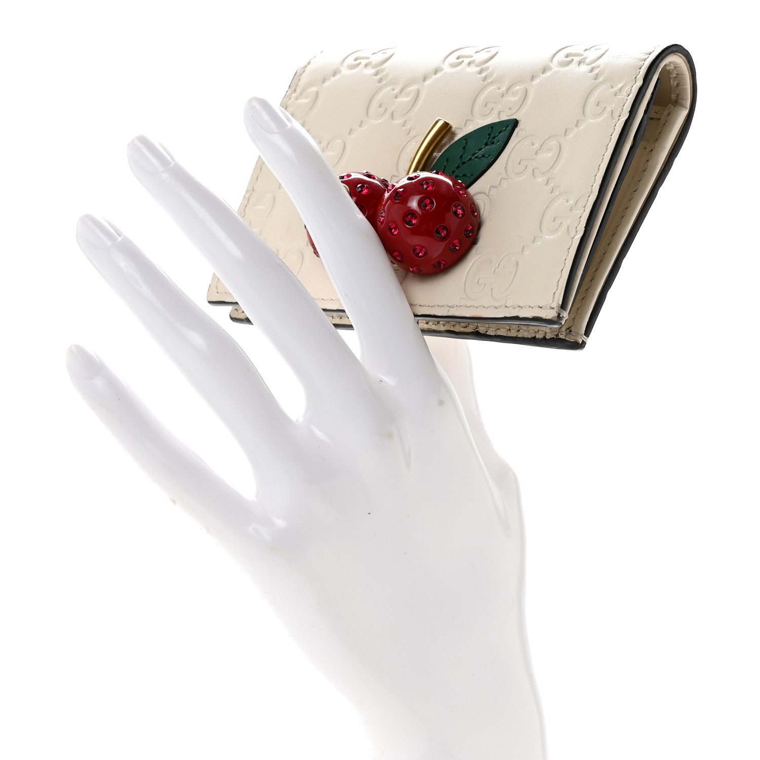 Guccissima Cherries Card Case Wallet White £¨ Direct shipment via from wholesalehk.shop