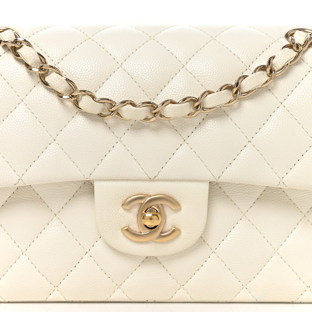 Caviar Quilted Small Double Flap White wholesalehk.shop