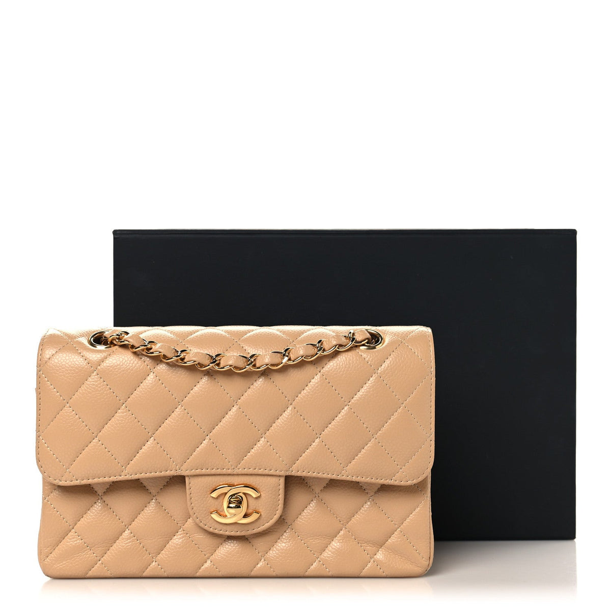 Caviar Quilted Small Double Flap Beige wholesalehk.shop