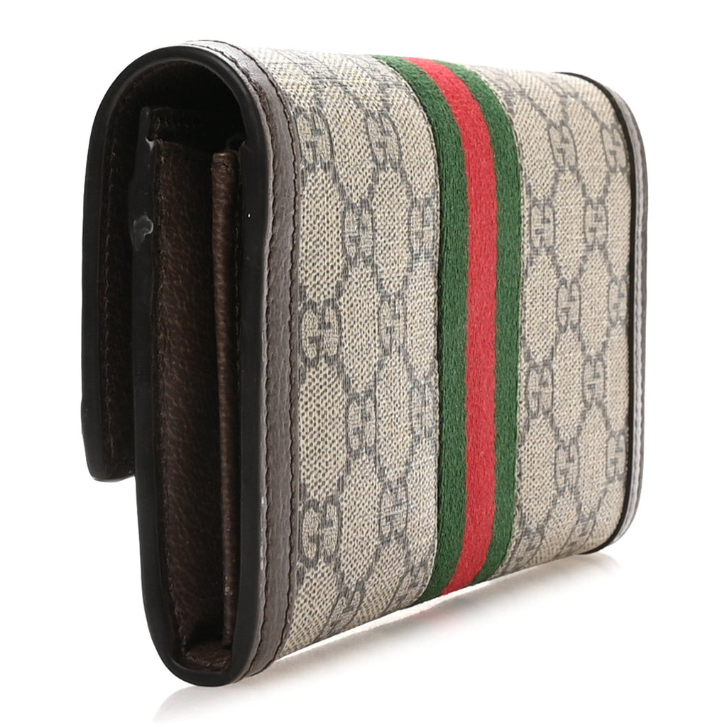 GG Supreme Monogram Web Ophidia Continental Wallet Brown wholesalehk.shop