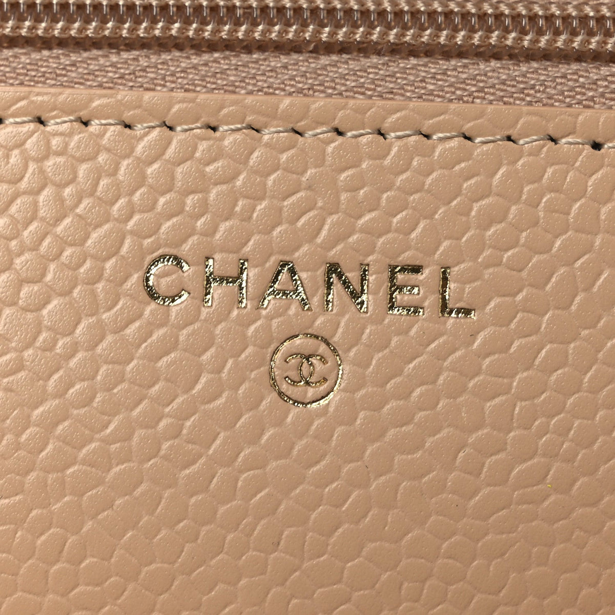 Caviar Quilted Wallet on Chain WOC Beige wholesalehk.shop