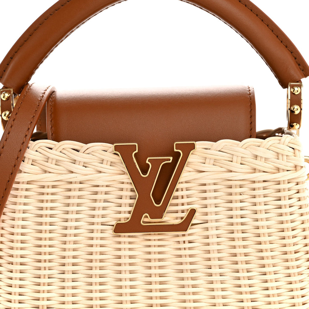 Rattan Calfskin Capucines Mini Brown £¨ Direct shipment via from wholesalehk.shop