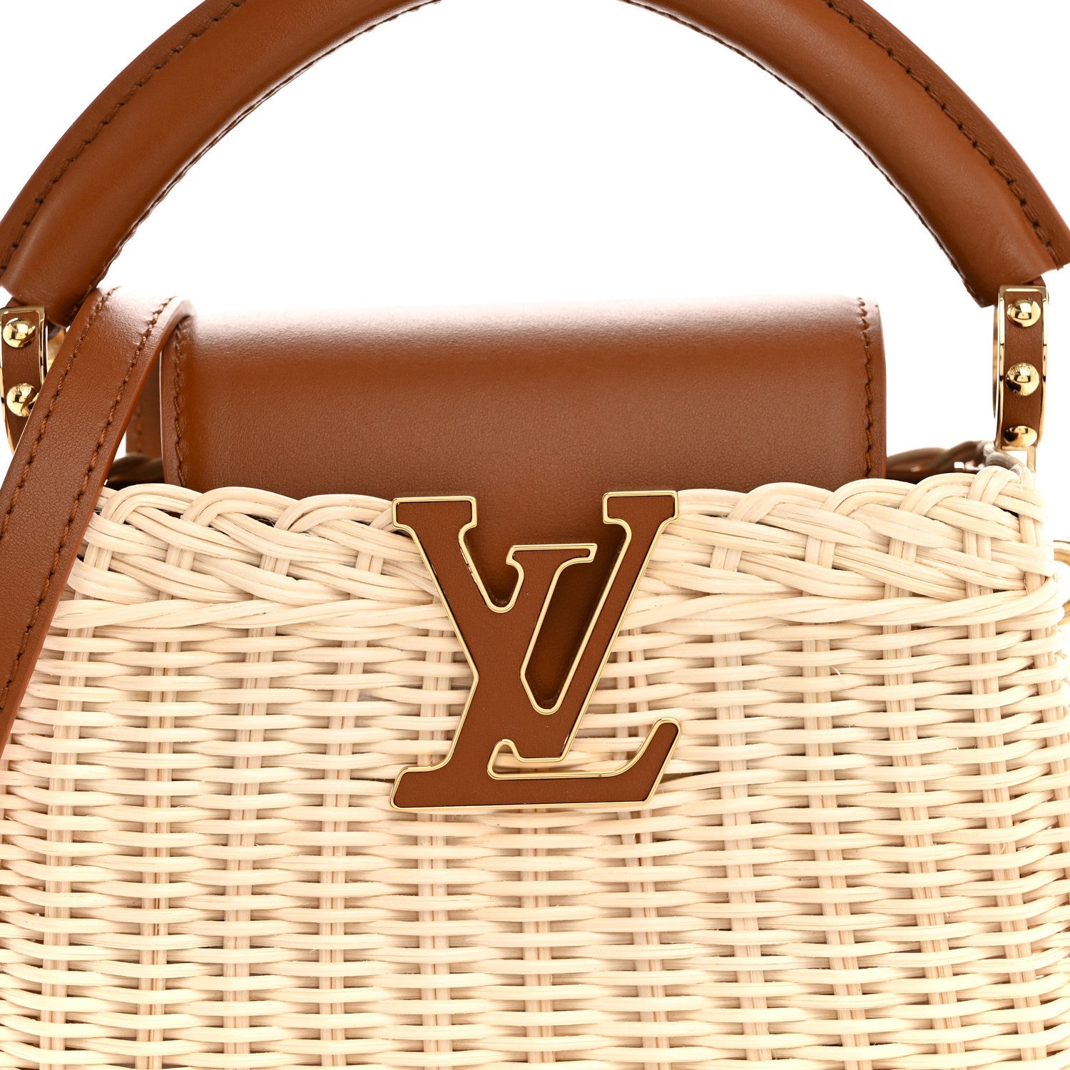 Rattan Calfskin Capucines Mini Brown £¨ Direct shipment via from wholesalehk.shop