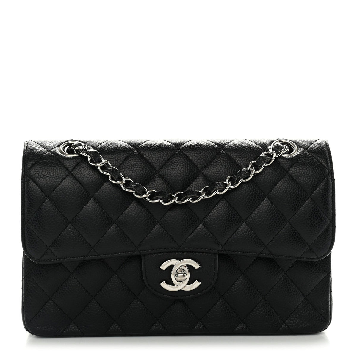 Caviar Quilted Small Double Flap Black wholesalehk.shop