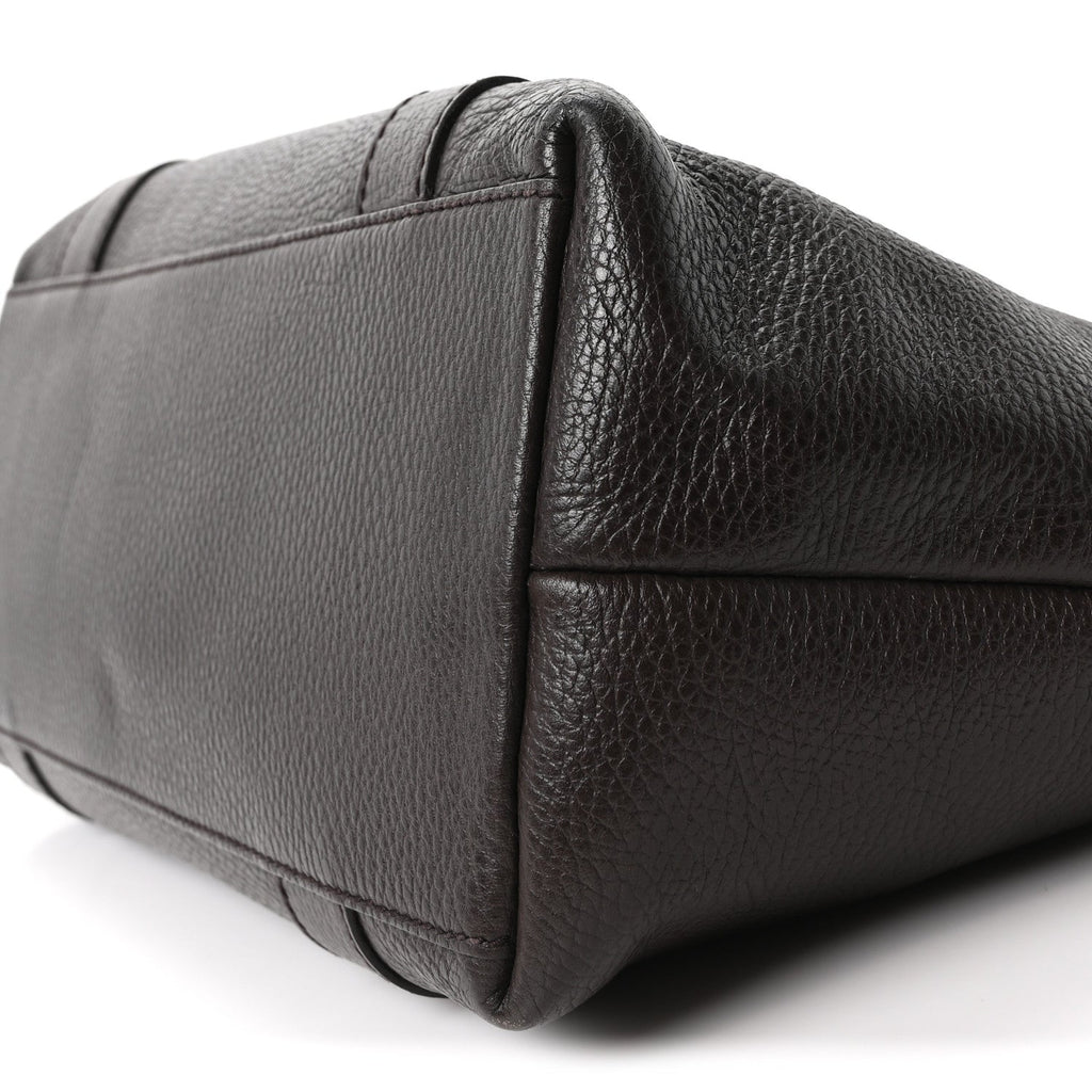 Calfskin Bamboo Top Handle Tote Dark Brown wholesalehk.shop