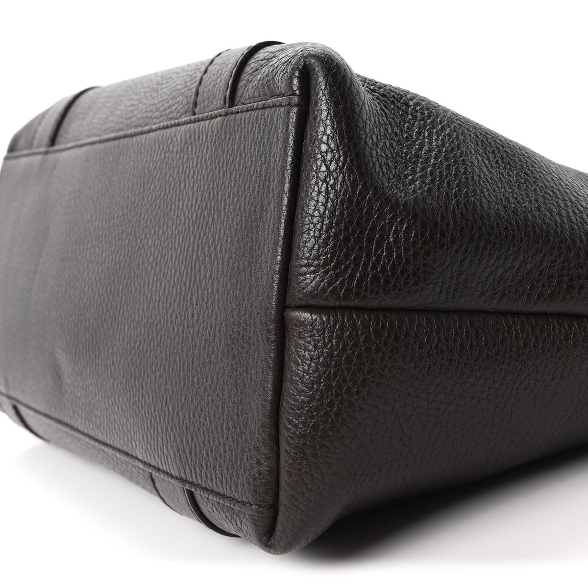 Calfskin Bamboo Top Handle Tote Dark Brown wholesalehk.shop