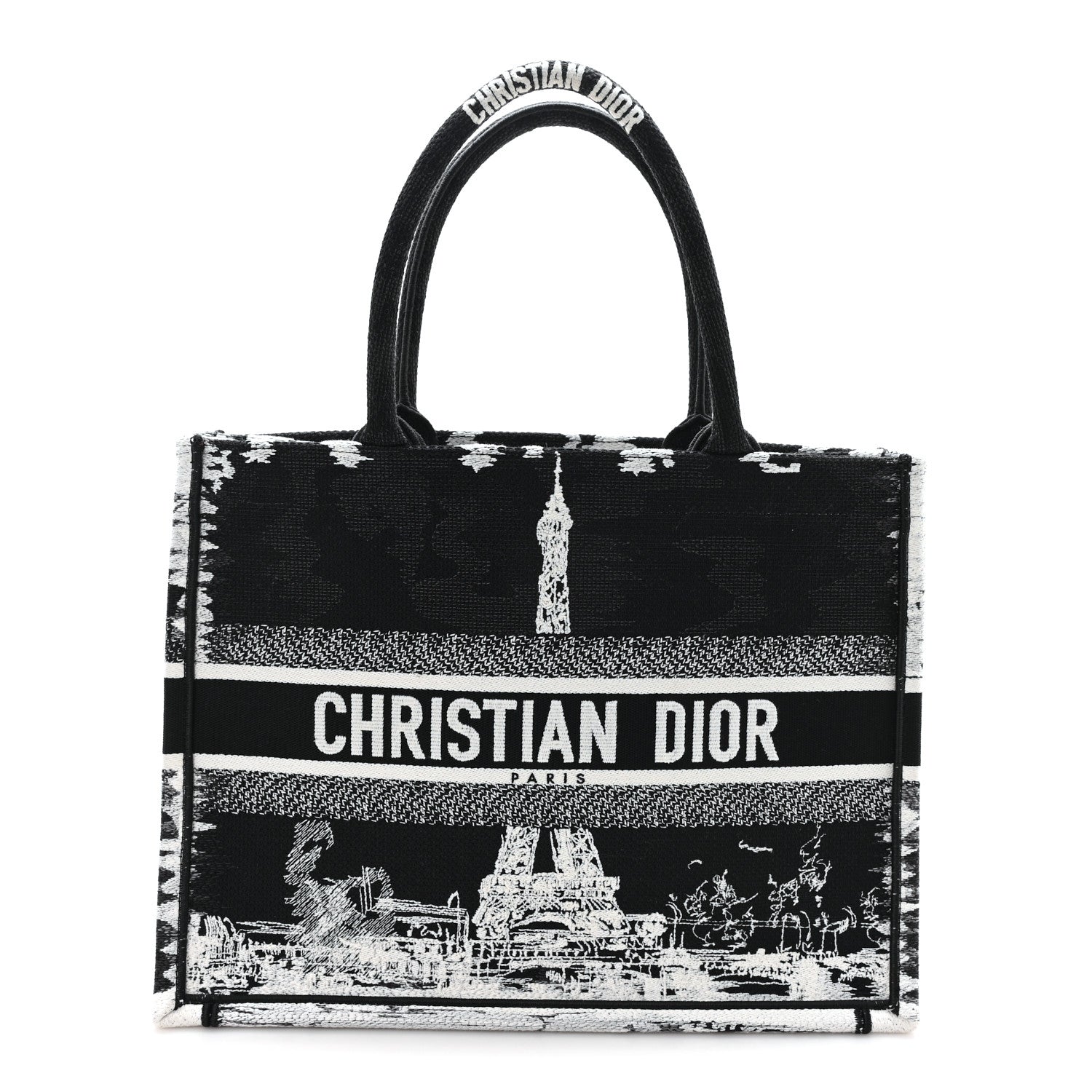 Canvas Embroidered Medium Paris Book Tote Black White £¨ Direct shipment via from wholesalehk.shop
